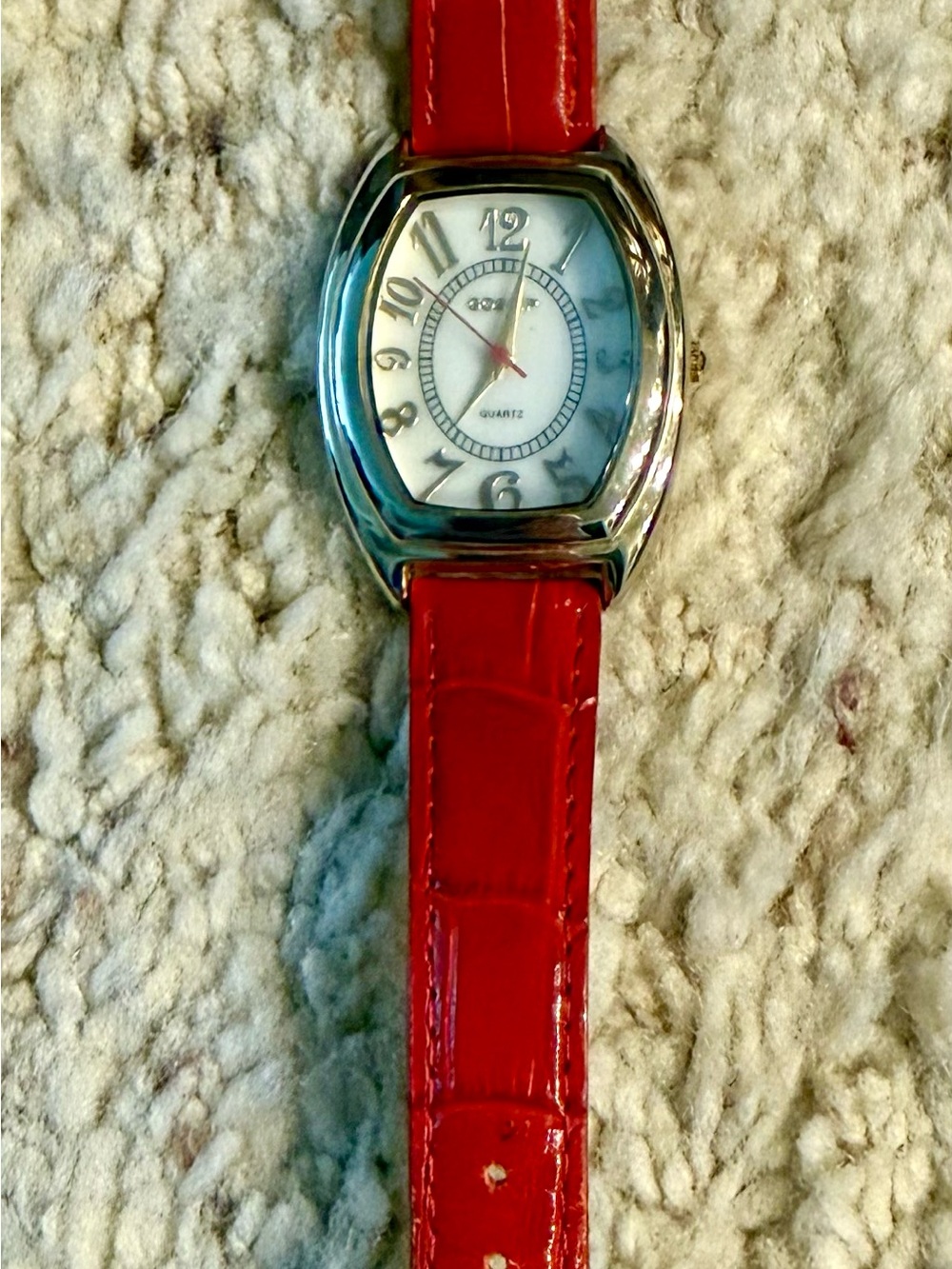 Gossip Red Strap Silver Case Women's Quartz Watch